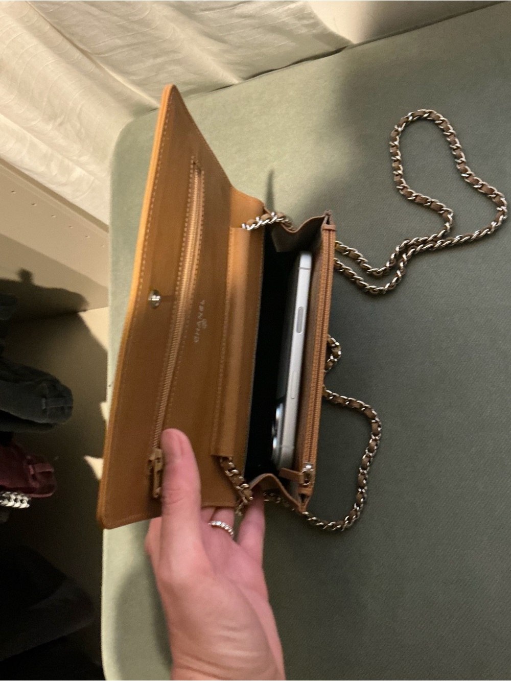 Chanel Dark Beige Caviar Wallet on Chain WOC Silver Hardware Crossbody Bag - Picture 12 of 12
